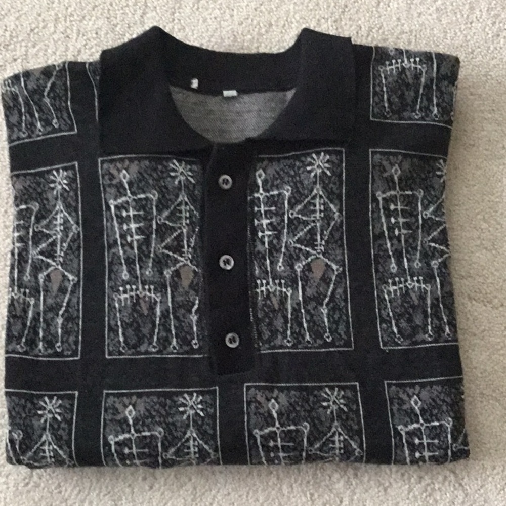 Men's Black Patterned Long-Sleeve Sweater